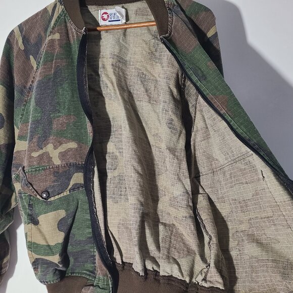 Vintage 80s Sports Afield Forest Camo Large Full Zip Jacket Made in USA - Picture 5 of 5